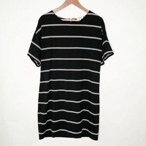 Seed Heritage Black Striped Soft Knit Bell Sleeve‎ Dress Size Small Zipper